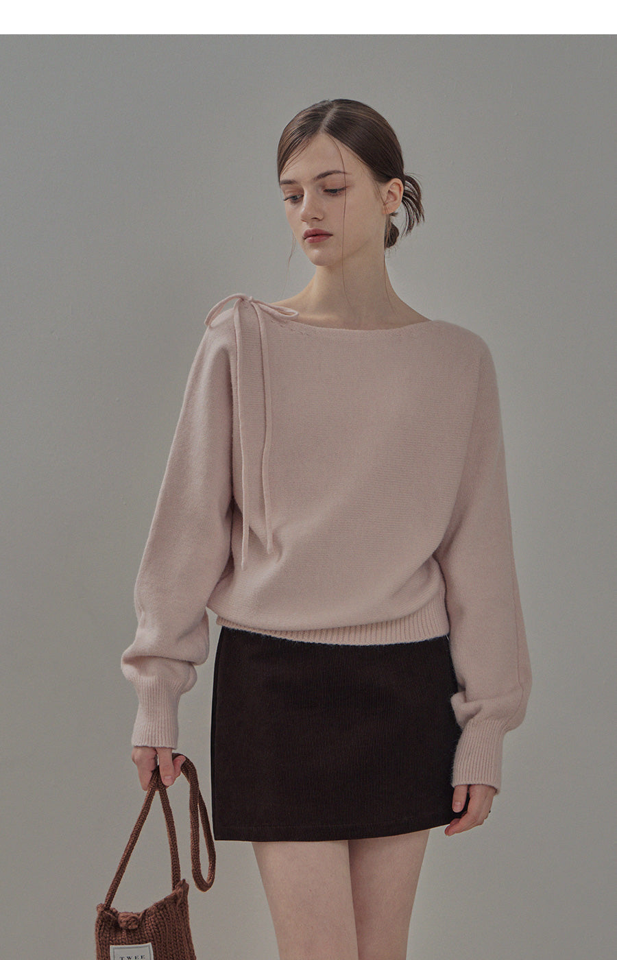 [TWEE] Haiti shoulder ribbon knit