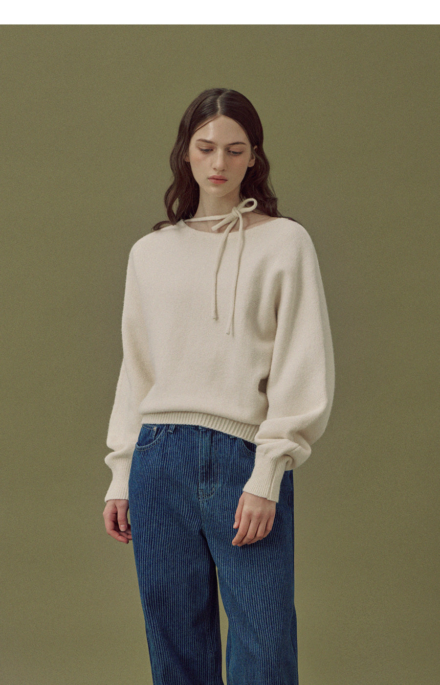 [TWEE] Haiti shoulder ribbon knit