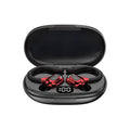 NNEDSZ Wireless Bluetooth Earphones With Charging Case - F8 - Red Double Ear